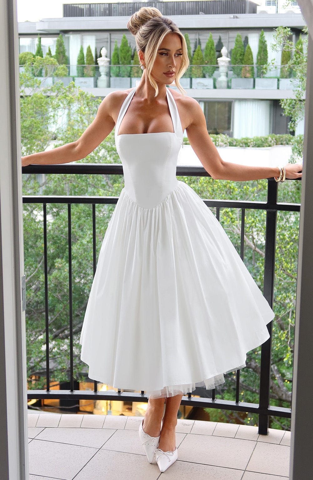 Elegant Esplendor Bryllups Midi Kjole