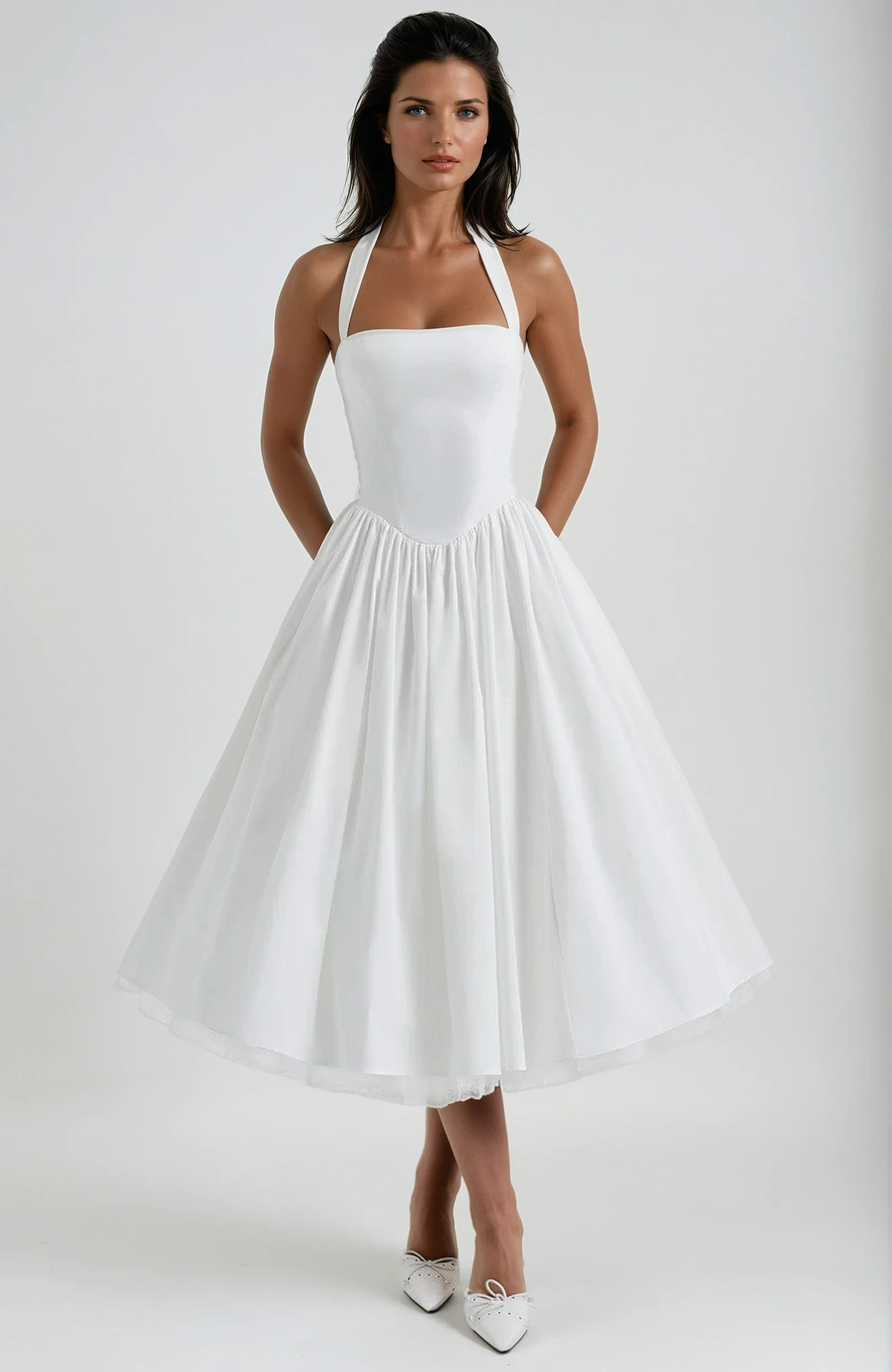 Elegant Esplendor Bryllups Midi Kjole
