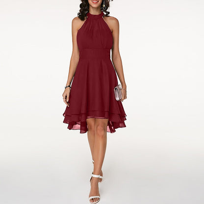 Kvinne Halter Cocktail Fest Midi Kjole