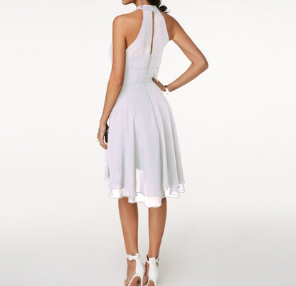 Kvinne Halter Cocktail Fest Midi Kjole