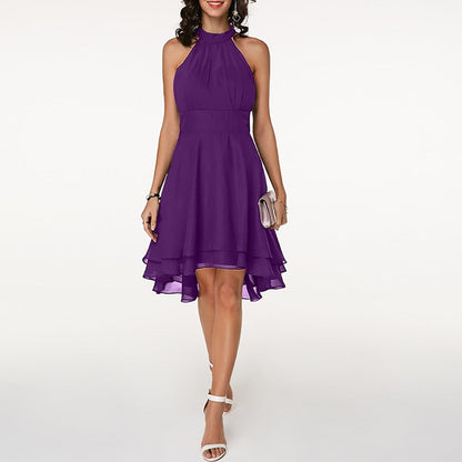Kvinne Halter Cocktail Fest Midi Kjole