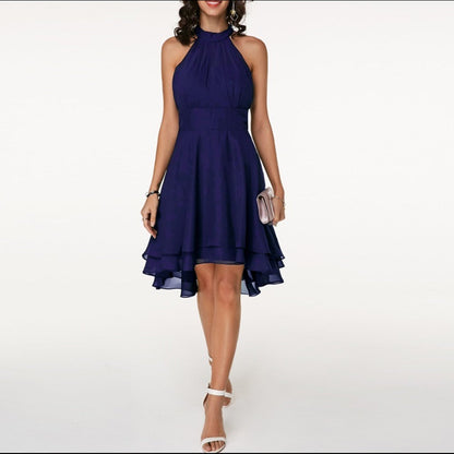 Kvinne Halter Cocktail Fest Midi Kjole