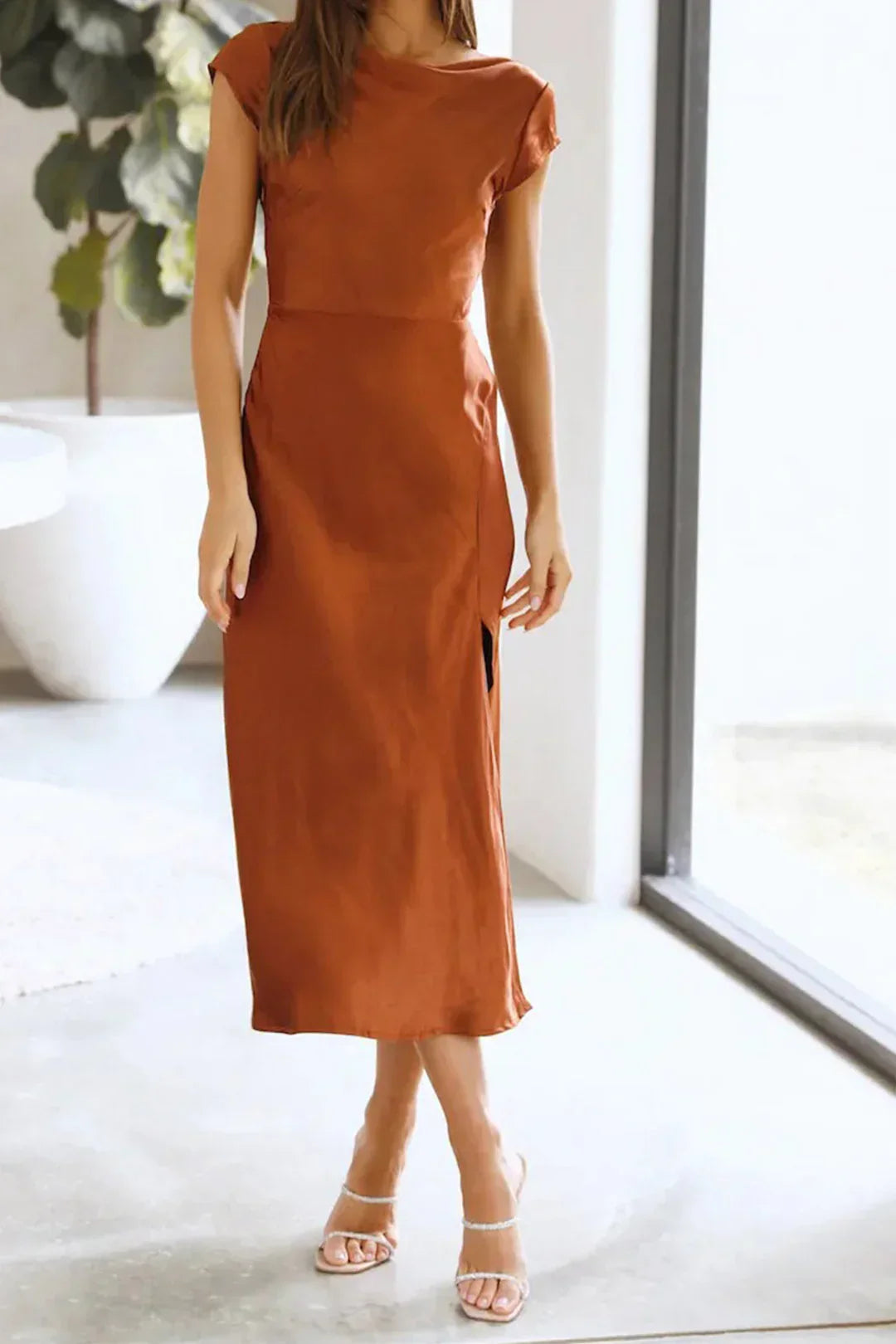 Kvinne Slip Formell Cocktail Midi Kjole