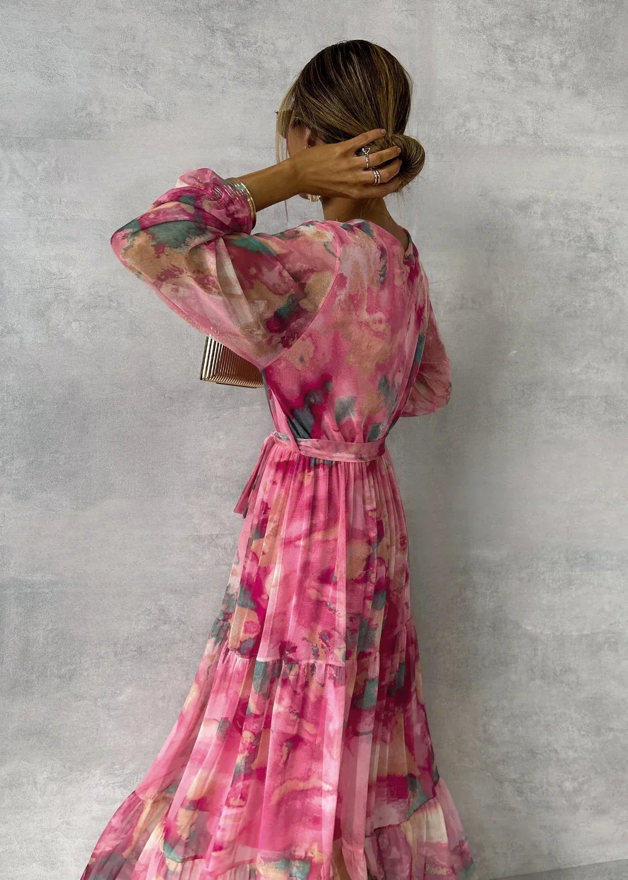 Blomstrete Wrap Sommer Kvelds Maxi Kjole