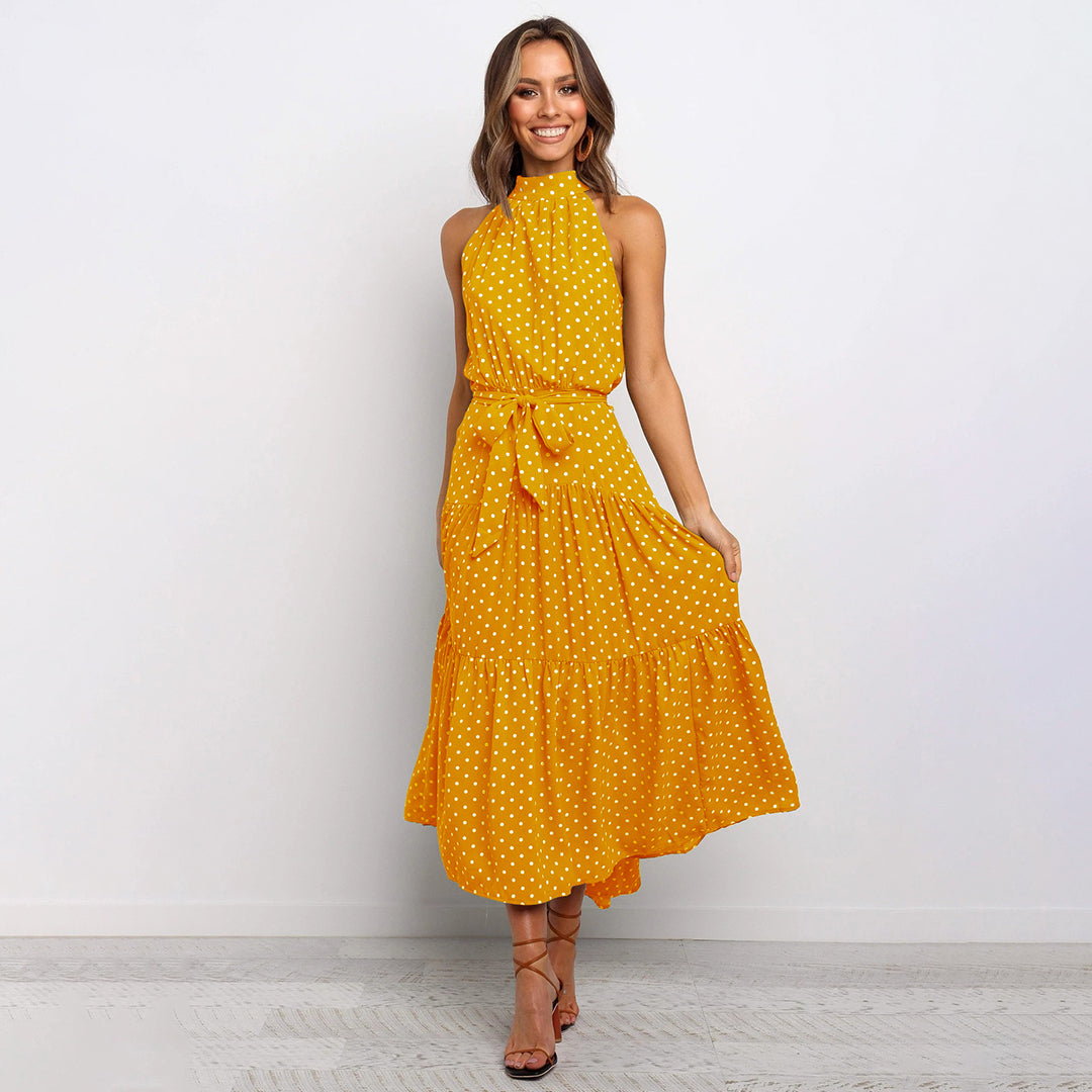 Elegant lang polka kjole