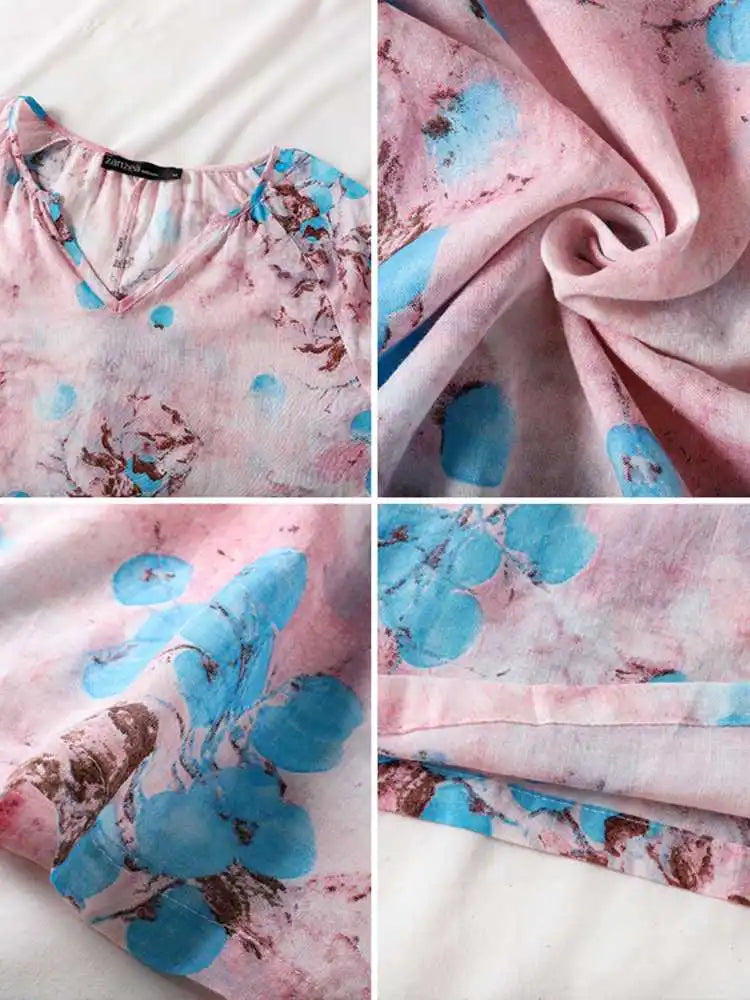 Bohemsk bluse med blomstermønster