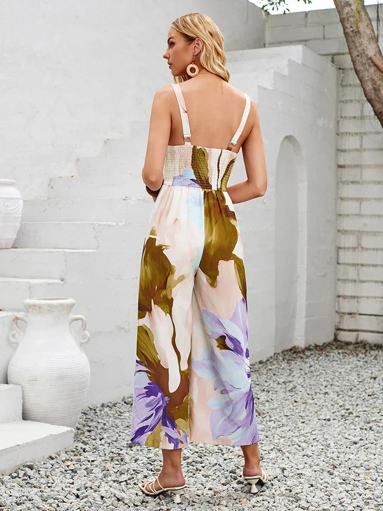 Sommerlig jumpsuit med dametrykk