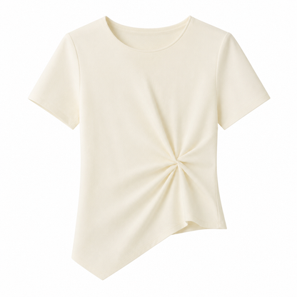 Asymmetrisk Bomulls T-skjorte til Dame – Slim Fit Sommertopp i 100 % Bomull