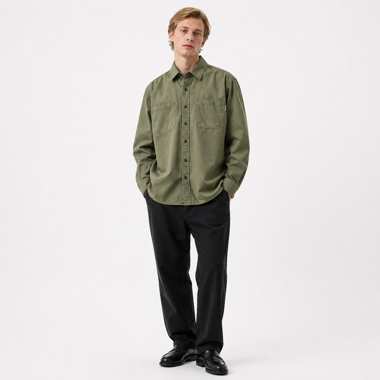 Bomullsskjorte til Herre – Vintage Langermet Workwear Stil