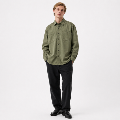Bomullsskjorte til Herre – Vintage Langermet Workwear Stil