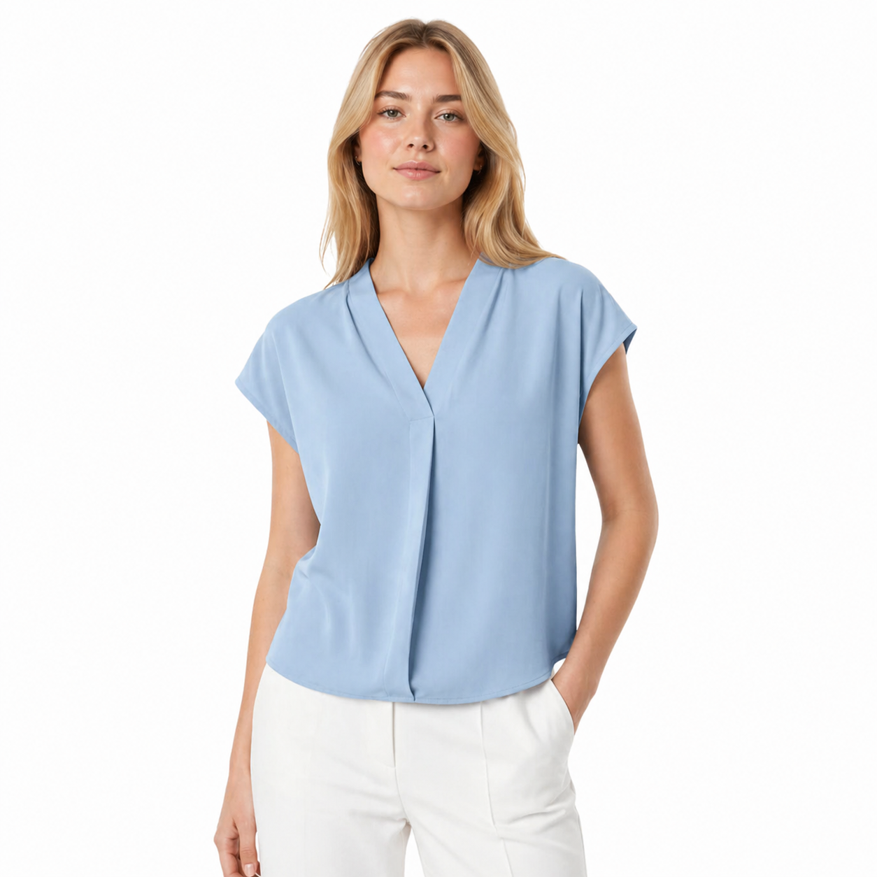 V-hals T-skjorte til Dame – Stretch &amp; Minimalistisk Design