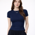 Kort Crop Topp til Dame – Tettsittende T-skjorte i Y2K Stil – Svart