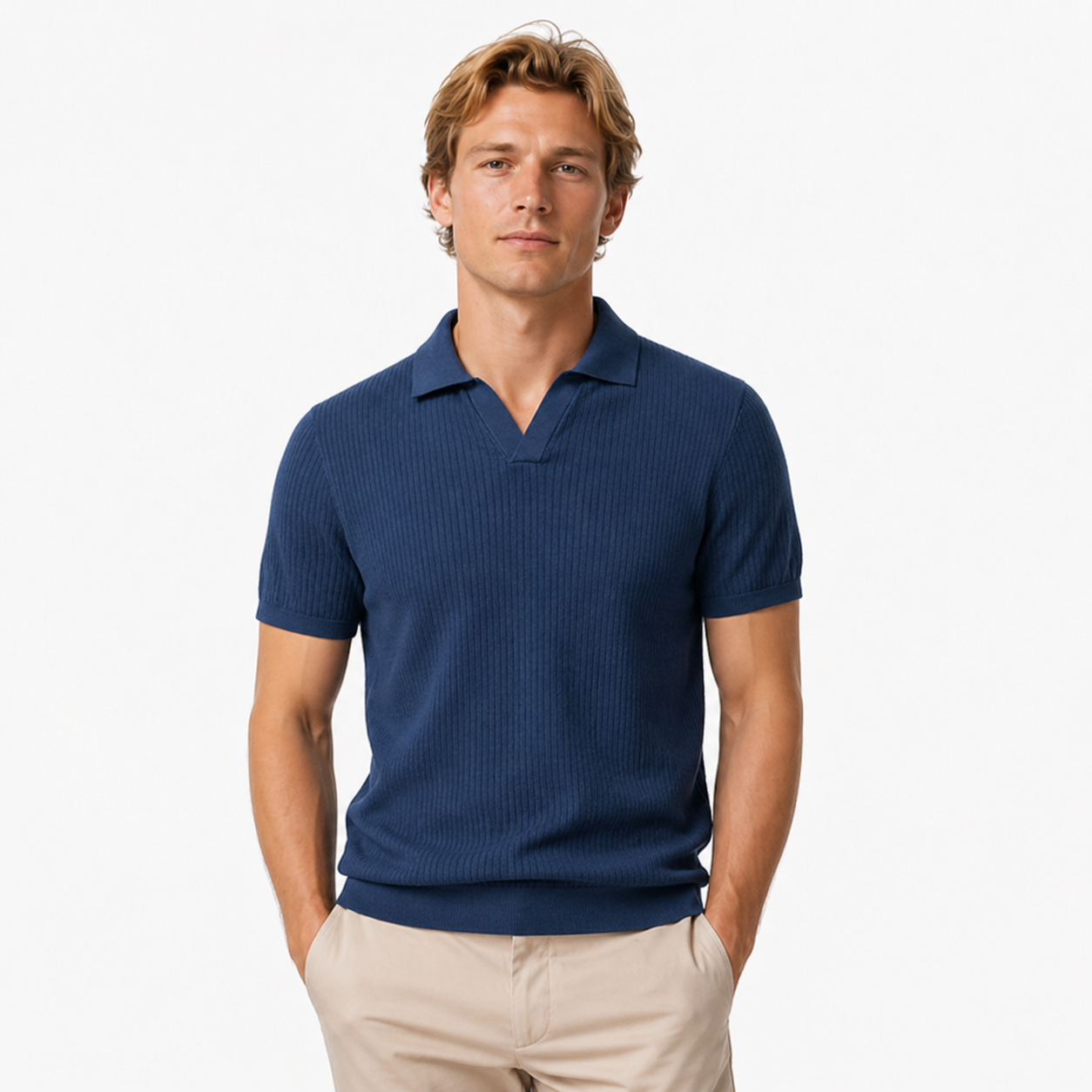 “Old Money” Polo T-skjorte til Herre – Klassisk &amp; Elegant Stil – PSD8038-Blå