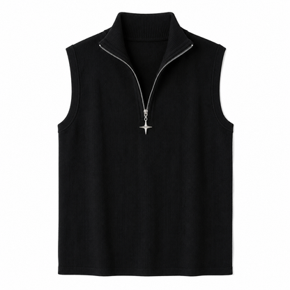 Ermeløs Topp til Herre | Streetwear Singlet med Ståkrage og Glidelås