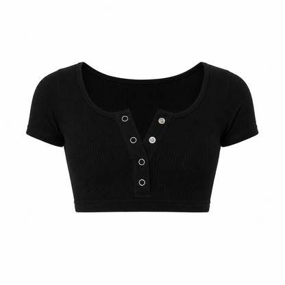 Kortermet Crop Top til Dame – Figurnær Basic Topp med Stretch