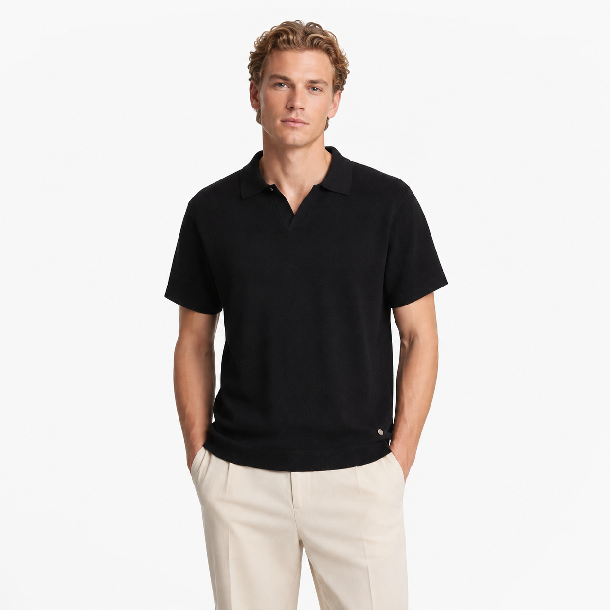 Strikket Polo til Herre – Myk og Pustende Business Casual Sommerstil