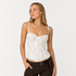 Blondetopp til Dame – Ryggløs Crop Top med Knytedetaljer og Elegant Design – Beige
