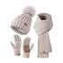 Lue skjerf og hansker sett dame beige
