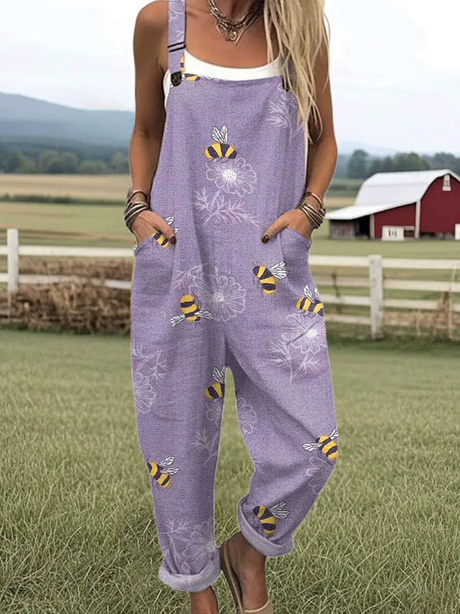 Clara | Buksedress med bier og blomster – Lilla