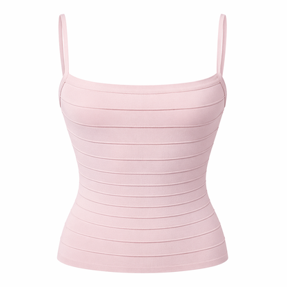 Stripet Singlet til Dame – Tettsittende Crop Topp med Elastisk Midje