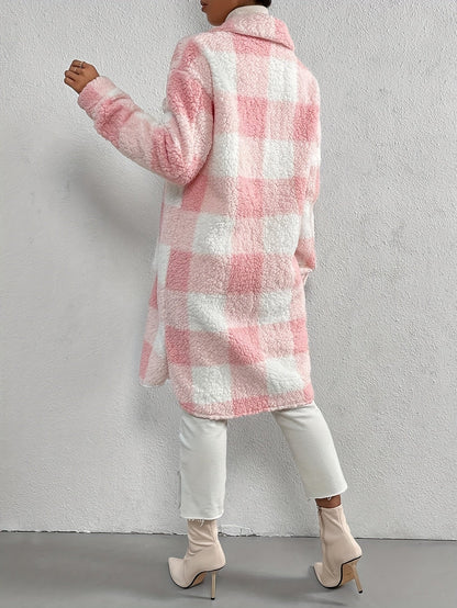 Elegant rutete teddyfrakk