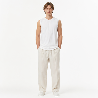 Ermeløs Topp til Herre – Faux Suede Singlet i Løs Vintage Stil