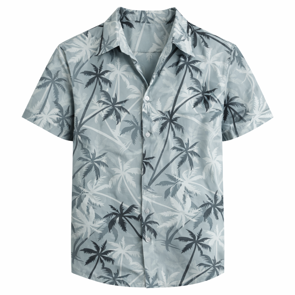 Hawaiisk Skjorte til Herre – Palmetrykk &amp; Tropisk Sommerstil