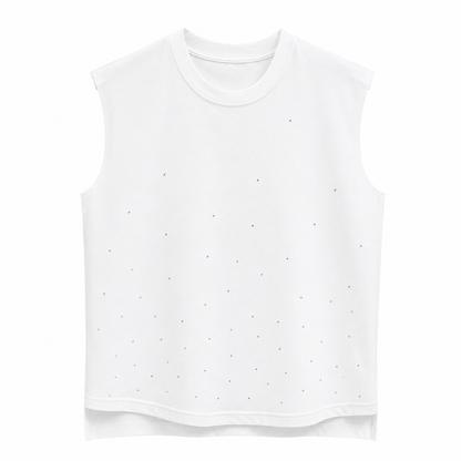 Ermeløs Topp med Rhinestone Stjernedetaljer – Unisex Sommertopp