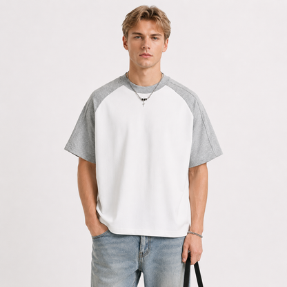 T-skjorte til Herre – Color Block Raglan T-skjorte med Avslappet Passform