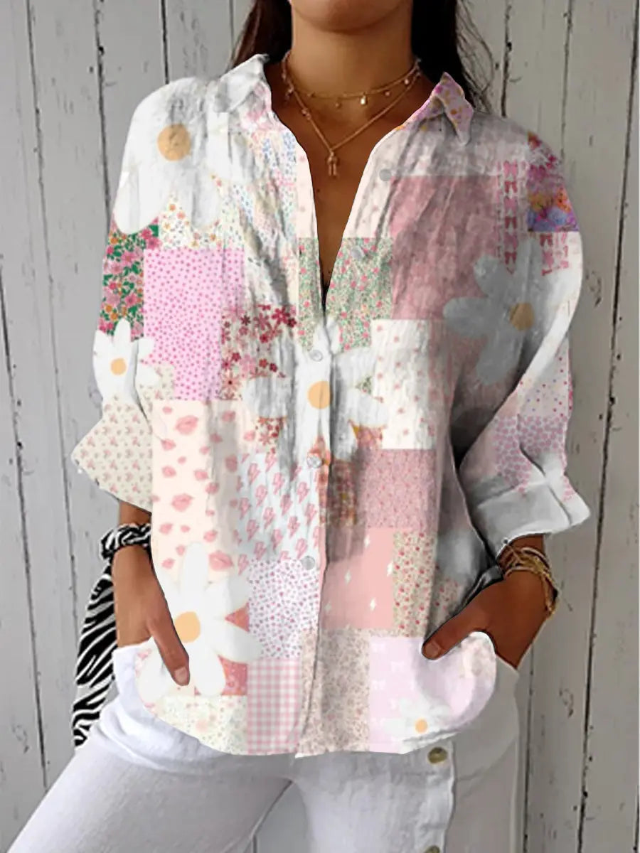 Klaerigo | Lappebluse med tusenfryd – Flerfarget