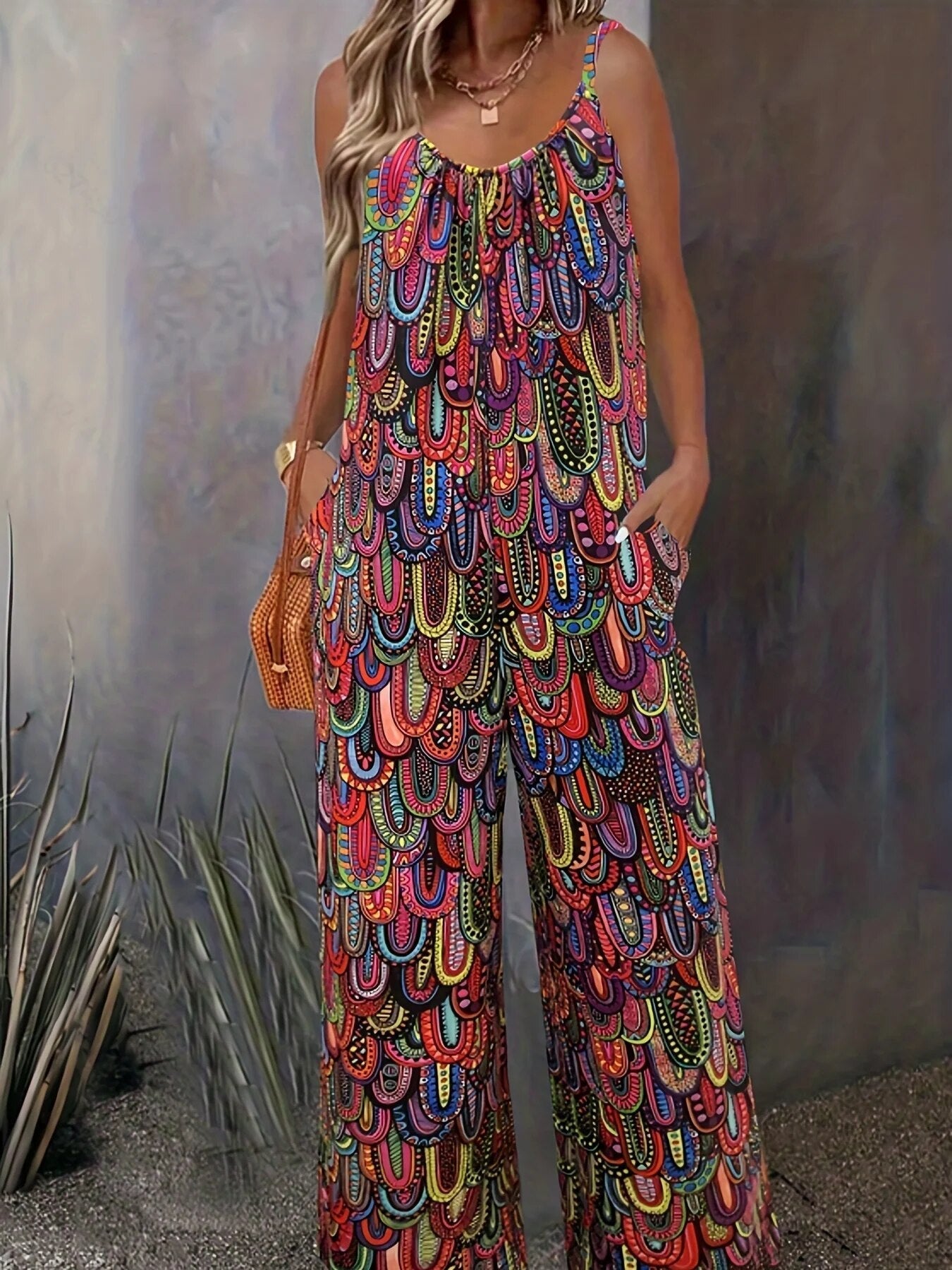 Charel- Løstsittende jumpsuit for dame i Rød