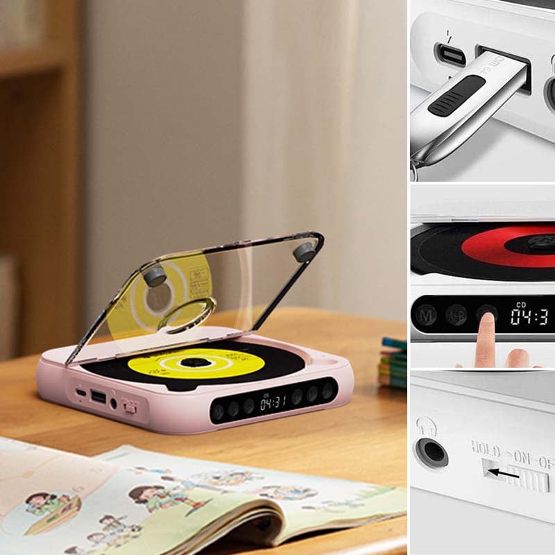 Bærbar CD-spiller med Bluetooth i rosa – bilde 13
