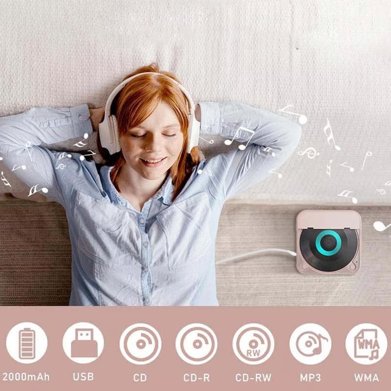 Bærbar CD-spiller med Bluetooth i rosa – bilde 5