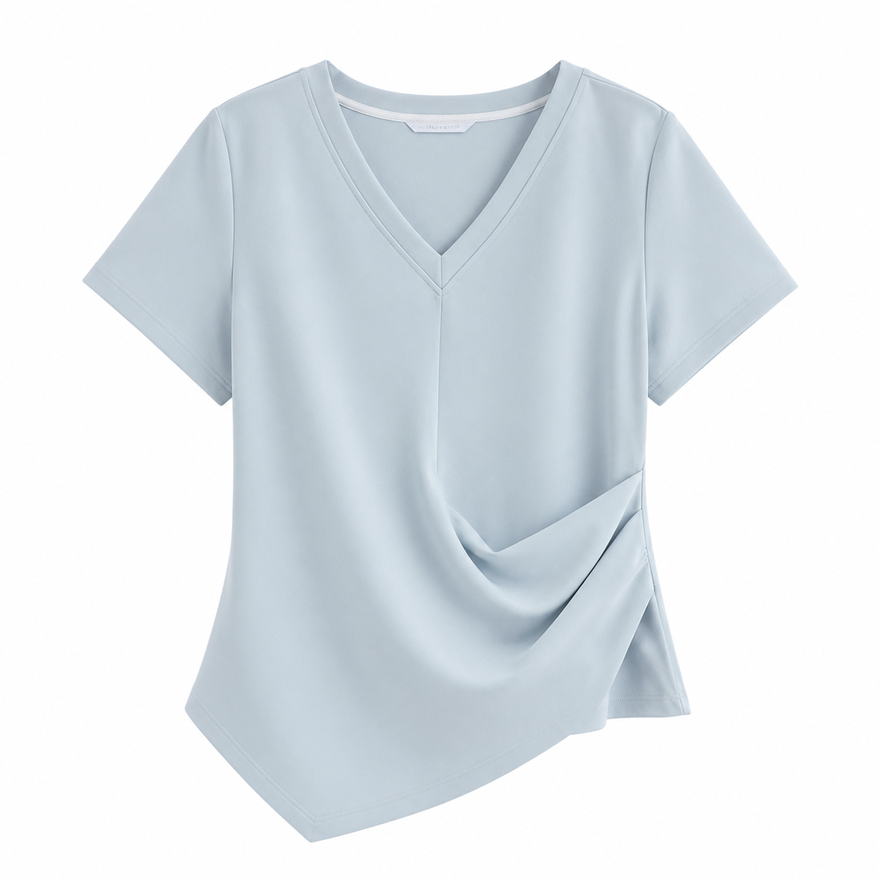 Figursydd Topp til Dame – V-Hals med Drapert Midje og Asymmetrisk Design