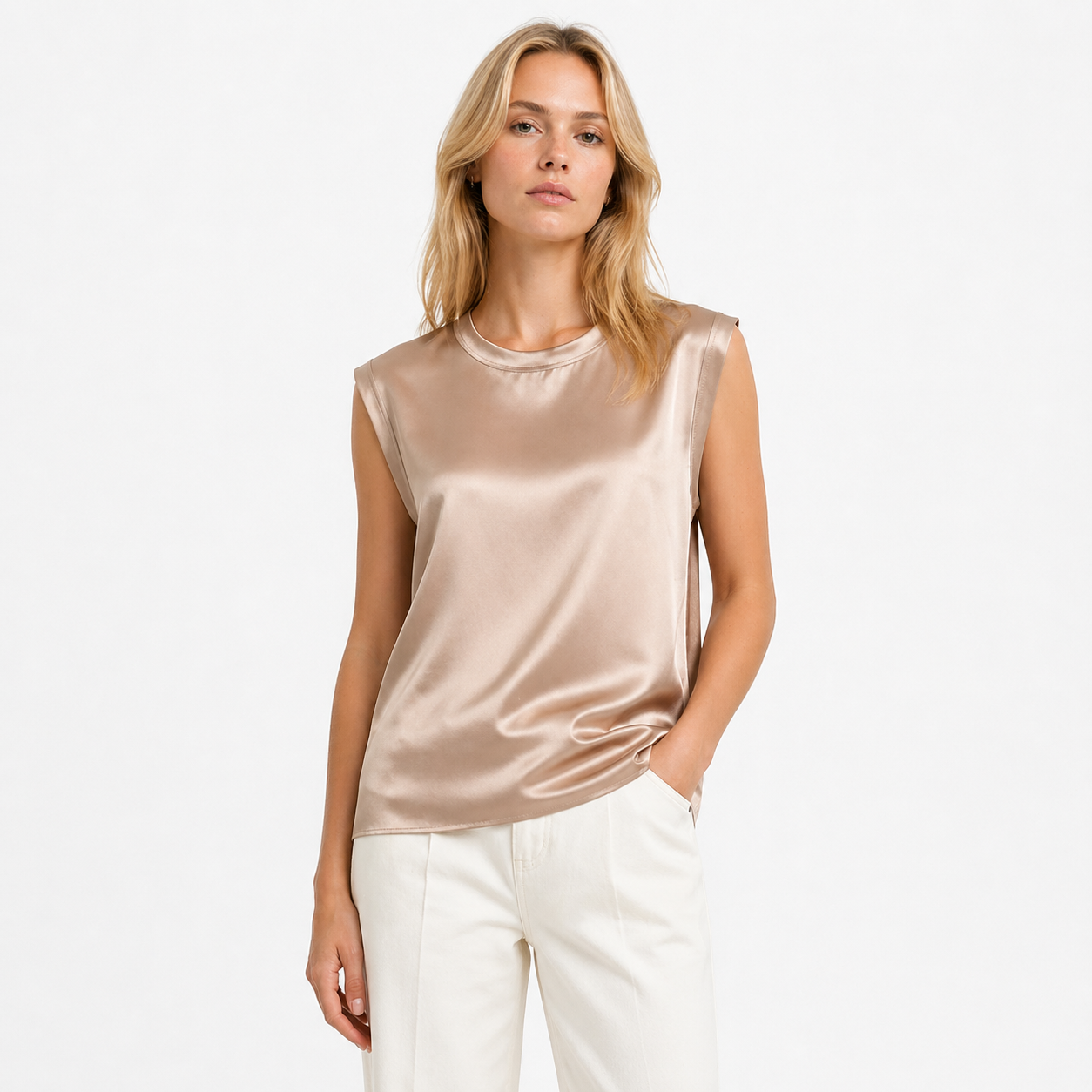 Silke Singlet til Dame – 100% Ren Silke &amp; Elegant Satinfinish