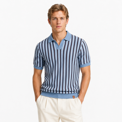 Stripet Ice Silk Polo T-skjorte til Herre – Sval &amp; Pustende Sommerstil