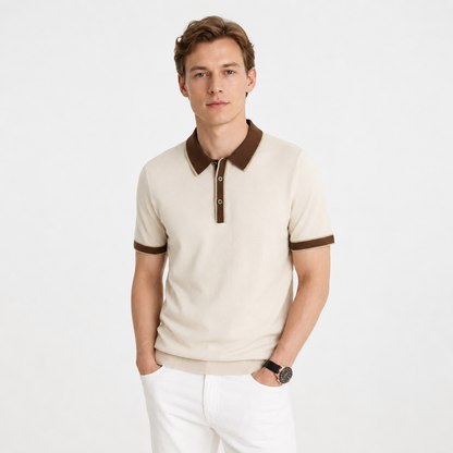 Strikket Poloskjorte i Lyocell til Herre – Lett, Myk og Perfekt for Business Casual
