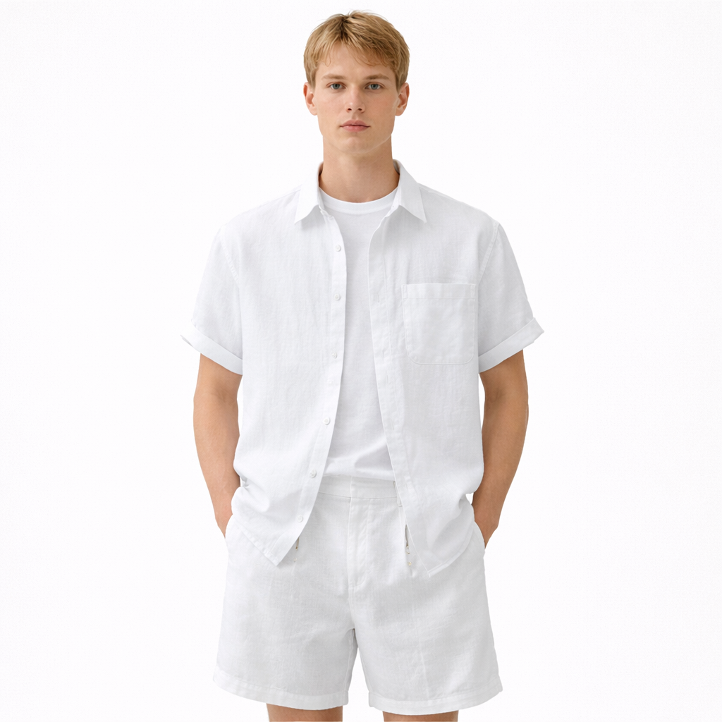 Linskjorte til Herre – 100% Lin, Kortermet &amp; Minimalistisk Sommerstil