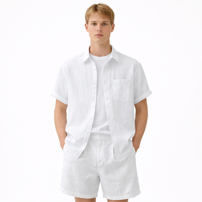 Linskjorte til Herre – 100% Lin, Kortermet &amp; Minimalistisk Sommerstil