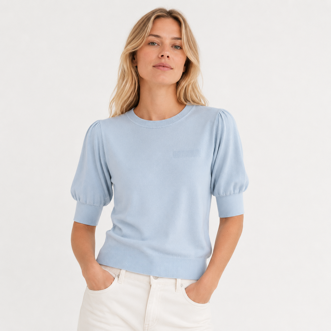Strikket Silke T-skjorte til Dame – Lett Half Sleeve Sommertopp