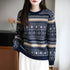 Fair Isle strikkegenser dame marineblå