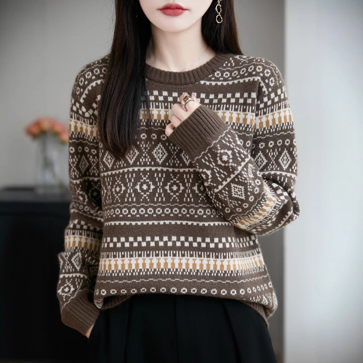 Retro jacquard genser