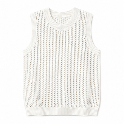 Mesh Strikket Tanktopp til Herre – Ermeløs Oversized Topp