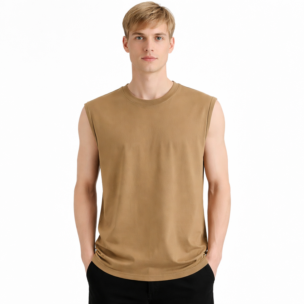 Bomullssinglet til Herre – 100% Bomull, Slim Fit &amp; Perfekt for Trening