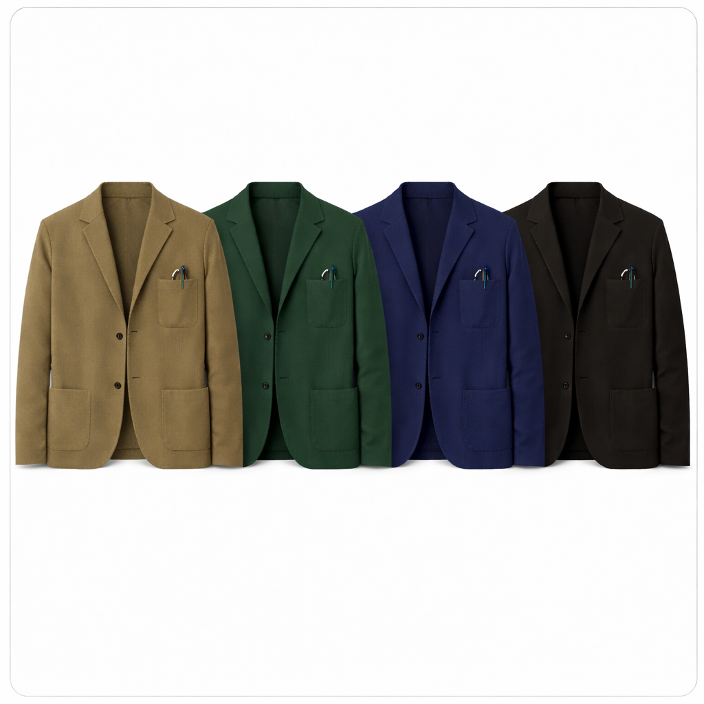 Herre Blazer – Klassisk Ensfarget Dressjakke | Business Casual med Jakkeslag &amp; Lommer Pakke