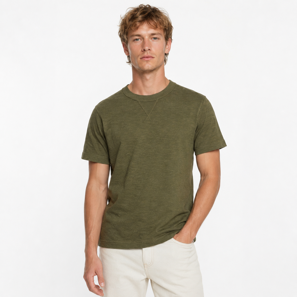 Heavyweight Slub Cotton T-skjorte til Herre – 300g Amekaji Tubular Tee