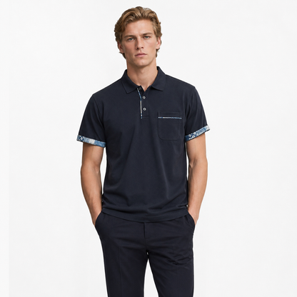 Marineblå T-skjorte til Herre – Turn-up Ermer &amp; Casual Stil – Marine