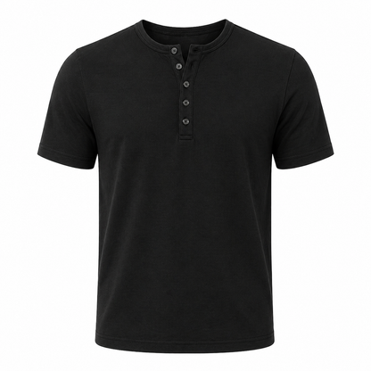 Henley T-skjorte til Herre – Slim Fit med Knappelukking