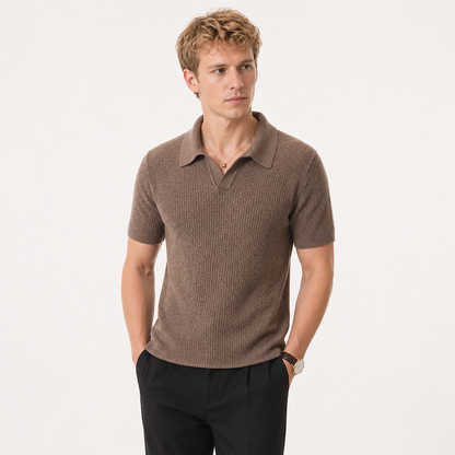 Strikket Polo T-skjorte til Herre – Hollow Design &amp; Slim Fit