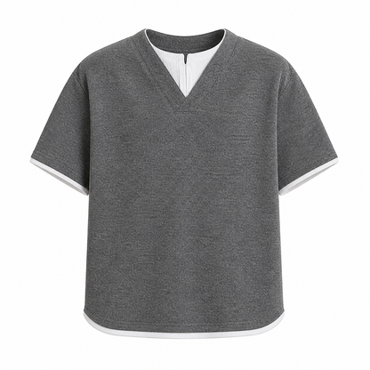 T-skjorte til Herre 260g – 2-i-1 Design med Halv Knappestolpe og Moderne Sommerstil